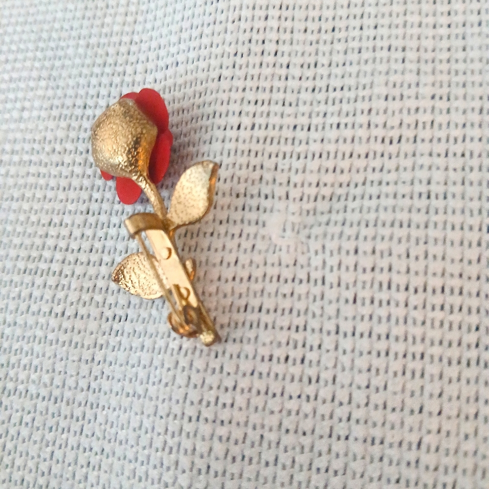VINTAGE Rose Ceramic Brooche - Picture 3 of 3